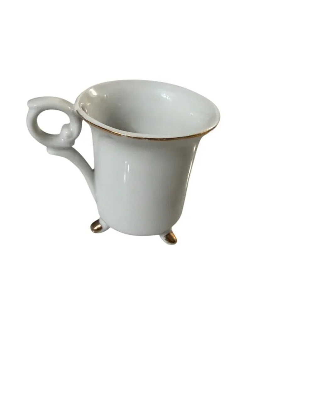 Vintage Footed Porcelain Mug With Gold Trim & H. Hargreaves 